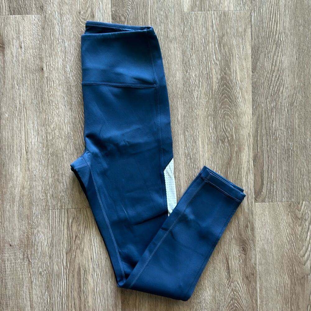 Zyia Primo Mesh Hi-Rise 7/8 Legging Blue White Size 6-8 Compressive
